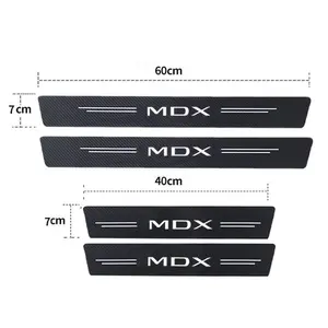 Car Door Sill Edge Protective Strips for Acura MDX Logo 2021 2022 2023 Carbon Fiber Rear Threshold Trunk Bumper Stickers