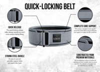 Ceinture de musculation réglable double couche en nylon léger avec fermeture auto-agrippante pour haltérophilie, soulevé de terre et protection dorsale en salle de sport