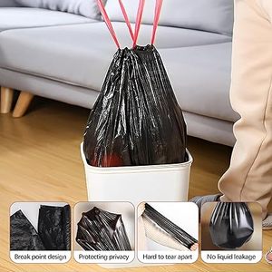 Huamaohengchun8 Gallon Trash Bags 120 Count Black Drawstring Garbage Bags - Thick <b>Plastic</b>, 22.06'' x 25.61'' (Black, 8) - Product Image 4