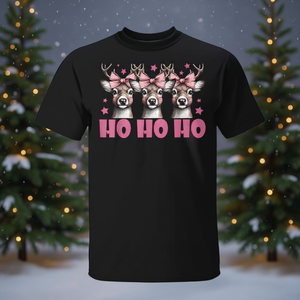 T-shirt promotionnel festif assorti à un pyjama, motif cerf et rennes, Joyeux Noël - Product Image 3