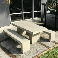 Ensemble de table et chaises de jardin en fibre-ciment pour patio de villa moderne, mobilier d'extérieur