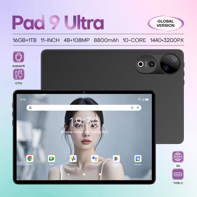 New Arrival Pad9 Ultra Smart Tablet 2026 5G 16GB 1TB 11 Inch 108MP 10 Core OEM
