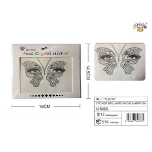 Adesivo per viso glitterato farfalla 14.5x18 cm-accessori di bellezza