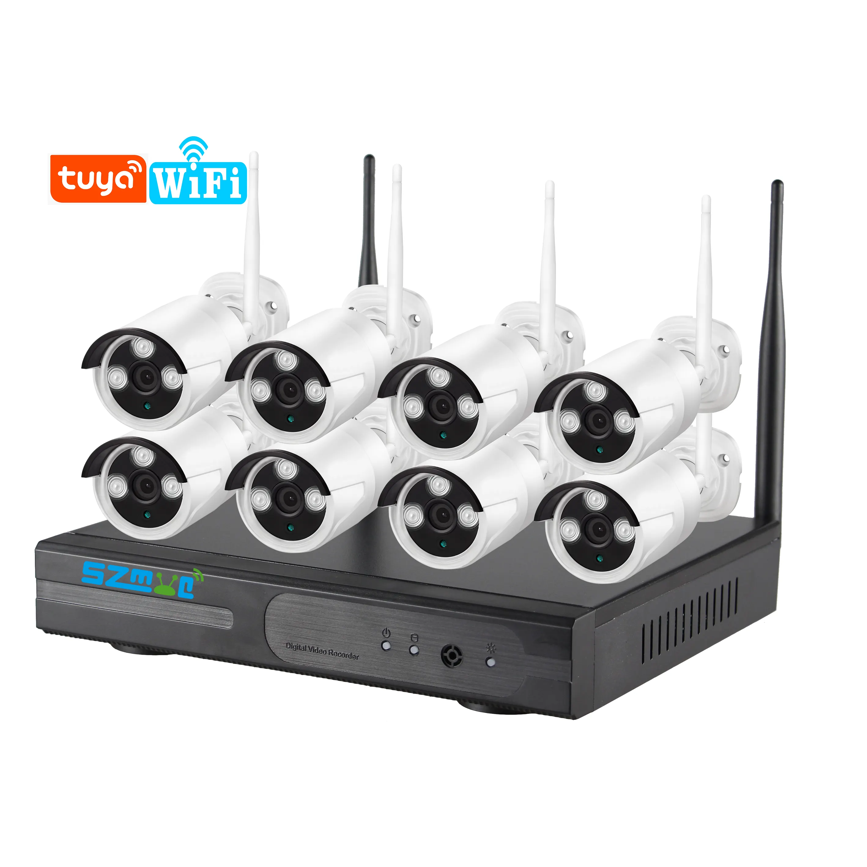 MYQ Tuya Howell New Tuya Kit CCTV NVR 8CH 2MP Home Smart Set 1080P 8ch H.265 2MP Wifi security camera Cameras NVR KITS