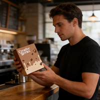 Caja de Regalo Plegable con Relieve Ecológica y Creativa para Granos de Café, para Tiendas Minoristas, con Logotipo Personalizado, Empaque para Café Instantáneo con Impresión