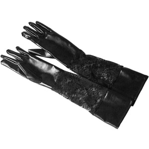 Bridal Gloves Black Long <b>Lace</b> <b>Elastic</b> Women's Wedding Dress Accessory - Product Image 2