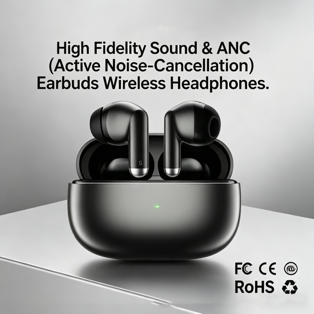 High Quality In-Ear Wireless Earbuds Active Noise Cancellation (ANC) Hi-Fi Sound LED Display for 5.3 IPX7 Waterproof for