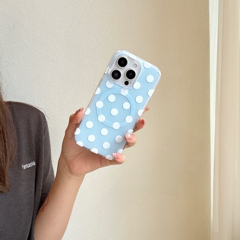 Magnetic Matte IMD Polka Dots, Blue Background