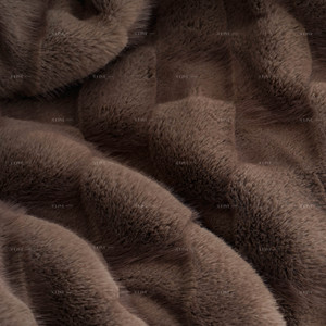 Customization Solid <strong>Stitched</strong> Grid Ruched Faux Mink Fur <strong>Throw</strong> with Flannel Back Super Heavy Warm Cozy Fuzzy for Men Women - Product Image 2