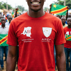 T-shirt de campagne politique personnalisé en polyester 100 %, logo <span class=keywords><strong>AREP</strong></span> AB, RDC Congo, séchage rapide, respirant, pour élection/rassemblement politique - Product Image 3