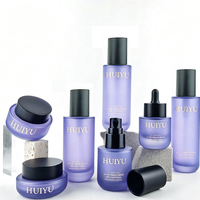 Ensemble de flacons et pots en verre pour cosmétiques, dégradé bleu-jaune nacré, luxe haut de gamme, 30g 50g 30ml 45ml 100ml 120ml 150ml