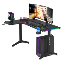 Escritorio Gaming de Pie de Alta Calidad con RGB Mesa de Ordenador Ejecutiva para Oficina en Forma de L para Esquina
