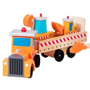Juego de Juguetes de Construcción de Madera, Excavadora, Cargadora, Vehículos, Montessori STEM, Juego de Simulación para Niños, Venta al Por Mayor OEM - Product Image 1