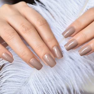 Faux Ongles Artificiels Carré Brillant Brun <span class=keywords><strong>Clair</strong></span> Presse sur Ongles <span class=keywords><strong>Manucure</strong></span> pour Femmes - Product Image 5