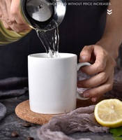 Tasse à café en céramique vierge 11oz pour sublimation, transfert thermique, impression minimaliste, cadeaux d'affaires durables 301-400ml, personnalisable OEM