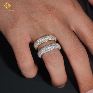 Iced Out Moissanite Jewelry 925 Sterling Silver Moissanite Hoop <b>Ring</b> Hip Hop Diamond <b>Ring</b> <b>Custom</b> <b>Rings</b> for Men - Product Image 4