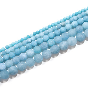 Frosted Aquamarine Round Loose <b>Beads</b> 4 6 8 10 12mm For Jewelry Making <b>Crystal</b> Lampwork Glass <b>Beads</b> - Product Image 2