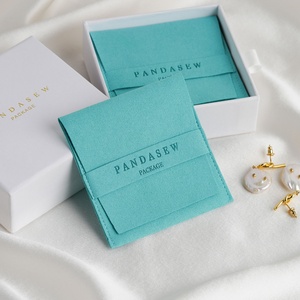 PandaSew Custom Logo Luxury Jewelry Pouch Packaging Microfiber <b>Envelope</b> Flap Package Bag - Product Image 2