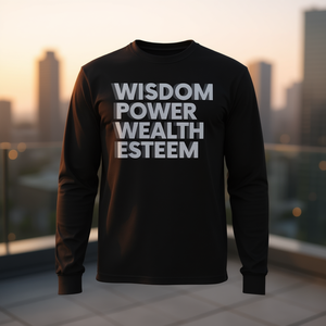 Wisdom Power Wealth Esteem T-shirt à manches longues de qualité supérieure, coupe unisexe - Product Image 3