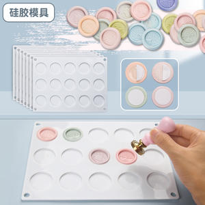 Molde de silicona con 15 agujeros redondos para sellar cera, herramienta de estampado DIY, color blanco, ecológico - Product Image 1