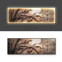 Lampe murale moderne de luxe avec horloge et tableau paysager d'arbre, en porcelaine et cristal, pour salon