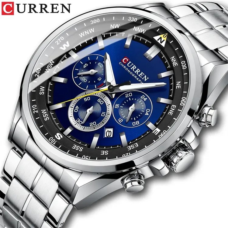 CURREN Luxus Armbanduhren für Herren Edelstahl Quarz Armbanduhren mit Chronograph Casual Sport uhr erkek kol saati