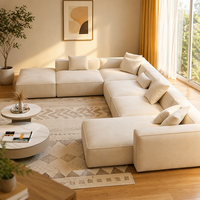 Ensemble de canapés d'angle modulaires italiens - Grand canapé moderne en tissu de style divisé - Mobilier de salon compact