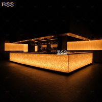Comptoir de bar LED commercial sur mesure, comptoir de bar moderne pour restaurant, hôtel, boîte de nuit