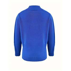 Pull col roulé bleu avec fente latérale pour femme – Taille S - Product Image 4