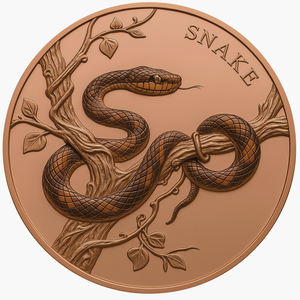 Einzigartiges Design 5 Troy Unzen 999 Reines Kupfer Wildlife Snake Runde UV-Farbmedaille mit Kapselverpackung - Product Image 1