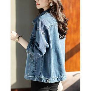 Veste de cowboy en jean mince et solide avec ceinture pour femmes, ample, <span class=keywords><strong>mi</strong></span>-<span class=keywords><strong>longue</strong></span> et décontractée pour le printemps, l'automne et l'hiver - Product Image 4