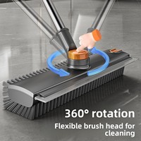 Escobilla de Goma para Pisos con Ángulo Ajustable, Escoba de Empuje para el Hogar, Cuchilla de Silicona para Vidrios, Palo de Acero Inoxidable, Junta Flexible para Baño