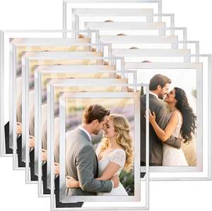 Sparkly Mirrored 6inch Rectangle Transparent Silver Glass Crystal Photo <b>Frame</b> for Wedding Display Creative Glass Picture <b>Frame</b> - Product Image 1