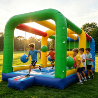 Parcours d'obstacles gonflable commercial en PVC durable, directement de l'usine, pour défis interactifs de balles en extérieur, divertissement, sport et entraînement amusant