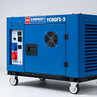 Générateur diesel silencieux 10 kVA, puissance nominale 8 kW, puissance maximale 9 kW, démarrage électrique, groupe électrogène diesel avec AVR, réservoir de carburant de 25 L, 230 V, 400 V, 50 Hz, 733 cm³