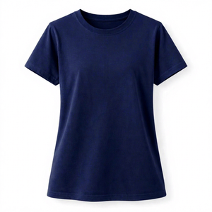 เสื้อยืดคอกลมผู้หญิงแบบเรียบง่าย ผ้าฝ้าย 100% สวมใส่สบาย ระบายอากาศได้ดี แขนสั้น แฟชั่นฤดูร้อน รับผลิตแบบ OEM ODM - Product Image 1