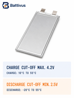 Battivus SA03 11840mAh 3.4V 40.26Wh 400Wh/kg NMC Sel Baterai Li Ion Polimer Isi Ulang Tipe Pouch 1C 3C Pulse untuk Dirgantara Penerbangan UAV