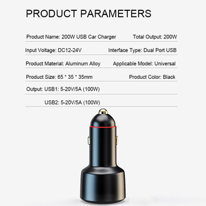 EONLINE ที่ชาร์จแบตในรถแบบ Dual Port <span class=keywords><strong>200W</strong></span> USB,ที่ชาร์จในรถยนต์พร้อมหน้าจอแสดงแรงดันไฟฟ้า2 QC3.0 USB-A 100W 66W SuperCharge สำหรับ Huawei Honor <span class=keywords><strong>VIVO</strong></span> OPPO Xiaomi - Product Image 6
