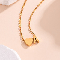 Collier en acier inoxydable 316L plaqué or 18 carats PVD, motif petite rose argentée anti-ternissement, avec initiale lettre 26, bijou pour femme