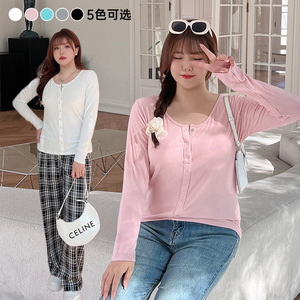 Cárdigan de Punto de Algodón Acanalado de Color Sólido para Mujer, Talla Grande, Marca Naco, Transpirable, Informal, Estilo Simple y Moderno - Product Image 3