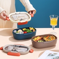 Boîte à lunch portable à double compartiment JM, compatible micro-ondes, pour les employés de bureau, en plastique