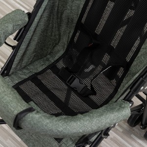 Poussette bébé moderne en tissu lin avec roues pliables, capote amovible, <span class=keywords><strong>sac</strong></span> de rangement arrière, ceinture de sécurité 2 points et <span class=keywords><strong>parapluie</strong></span> - Product Image 3