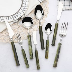 Vaisselle de luxe réutilisable, couteau, fourchette, cuillère modernes en acier inoxydable, ensembles d'ustensiles avec manche en acrylique pour hôtels et fêtes - Product Image 1