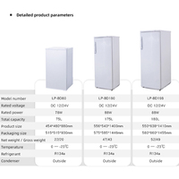 Refrigerador con máquina de hacer hielo de energía solar, congelador comercial compartimentado de varias capas, gran capacidad de 180L