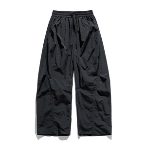 Customized logo Summer lazy wind Joker simple machete pants <b>elastic</b> waist <b>lace</b> loose profile casual pants men breathable cool - Product Image 5
