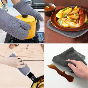 Ensemble de 6 maniques et protège-plats de <span class=keywords><strong>cuisine</strong></span>, gants de four extra longs résistants aux hautes températures avec surface en silicone antidérapante pour la cuisson - Product Image 3
