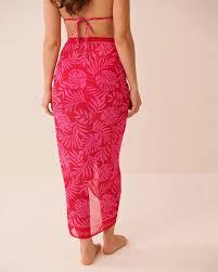 Paréo rose pour femme, jupe de plage à nouer à la taille, accessoire de maillot de bain léger, vêtement de mode estival pour les stations balnéaires - Product Image 2