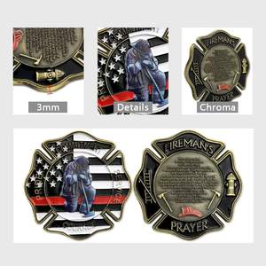 St. Florian Saint Patron de <span class=keywords><strong>Pompier</strong></span> Prière Pièce Mince Ligne Rouge NOUS Drapeau Challenge Coin - Product Image 6