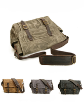 Sac messager en toile cirée pour homme, avec garniture en cuir vintage, imperméable, sac bandoulière avec boucle, logo personnalisé, vente en gros