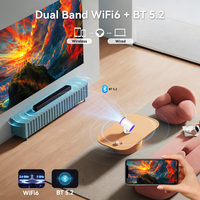Mini projecteur intelligent Android 14, 200 lumens ANSI, WiFi6, 5.2, rapport de projection 0.9:1, écran 35-235 pouces, projecteur vidéo domestique